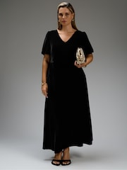 Live Unlimited Velvet Short Sleeve Maxi Dress - Image 1 of 6