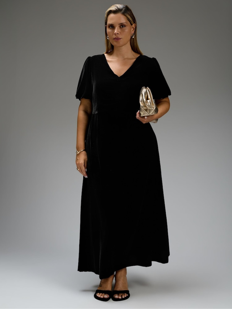 Live Unlimited Velvet Short Sleeve Maxi Dress - Image 1 of 6