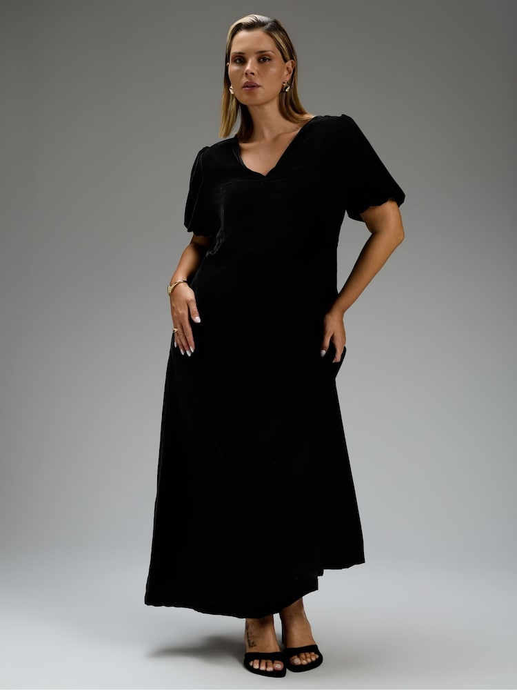 Live Unlimited Velvet Short Sleeve Maxi Dress - Image 2 of 6