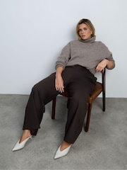 Live Unlimited Grey Oatmeal Wool Blend  Turtle Neck Knitted Jumper - Image 3 of 5