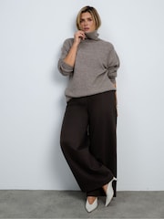 Live Unlimited Grey Oatmeal Wool Blend  Turtle Neck Knitted Jumper - Image 4 of 5