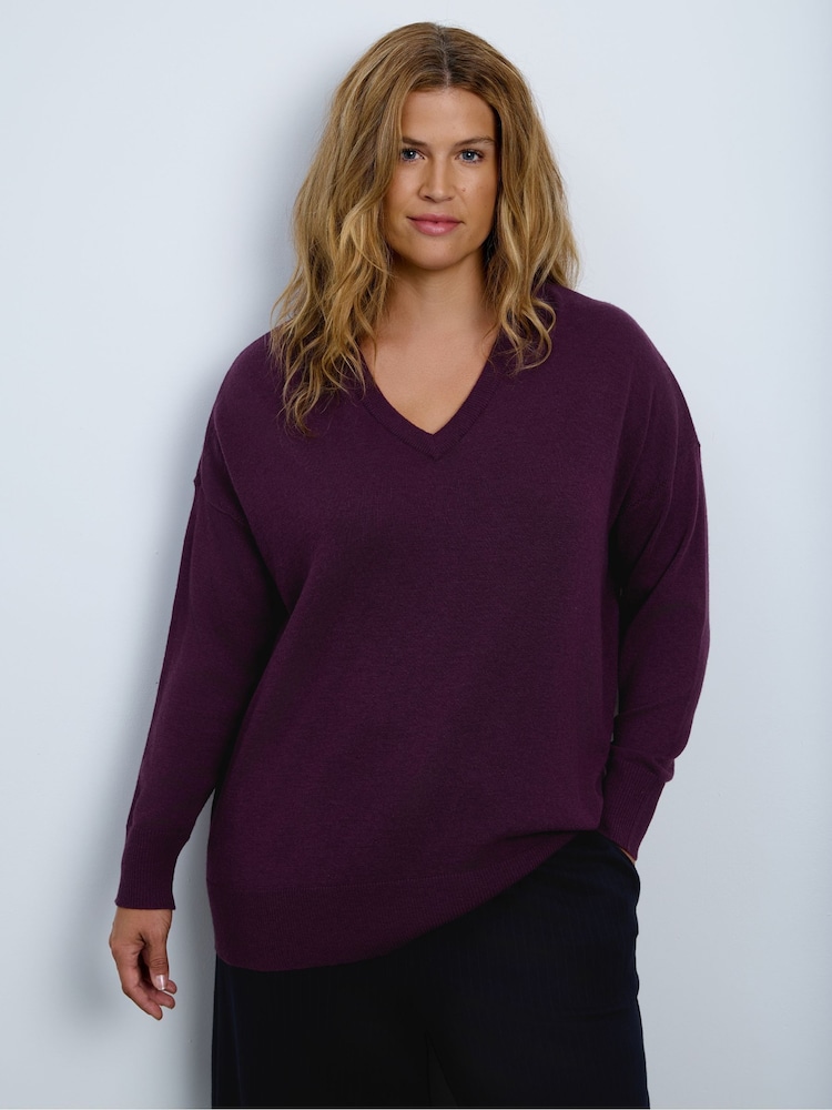 Live Unlimited Red Port V-Neck Knitted Jumper - Image 1 of 4 Live Unlimited Red Port V-Neck Knitted Jumper - Image 1 of 4