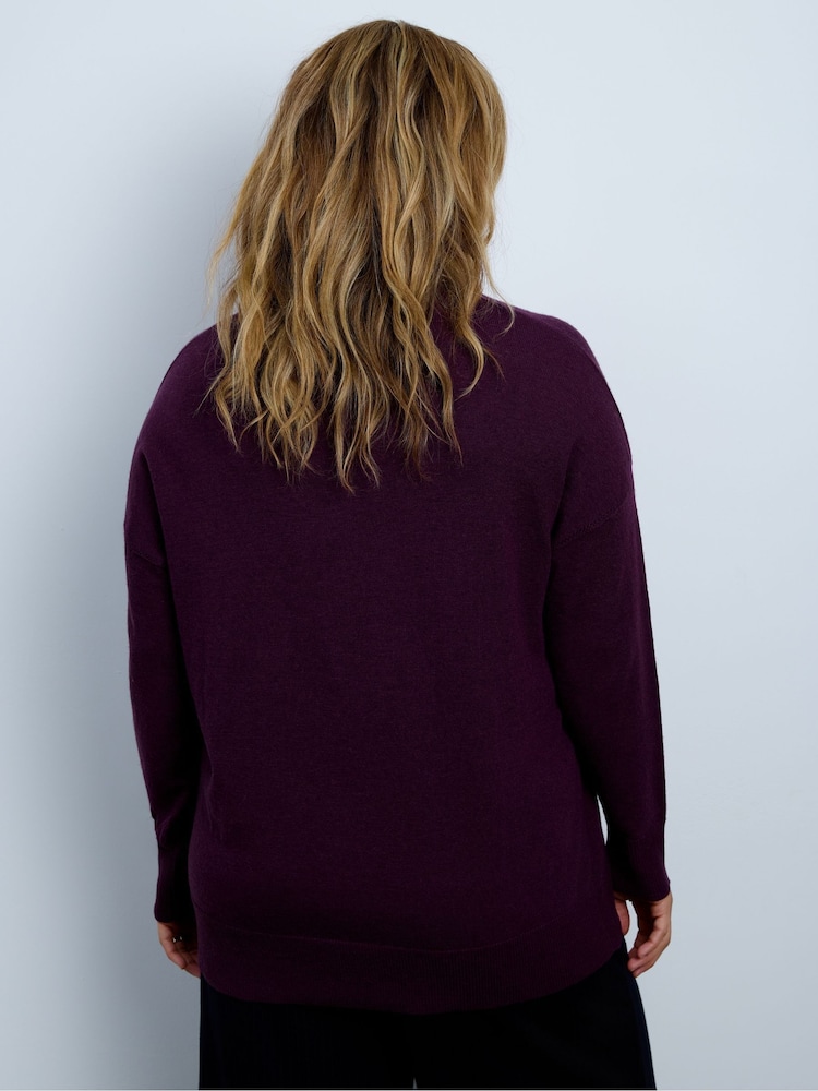 Live Unlimited Red Port V-Neck Knitted Jumper - Image 2 of 4 Live Unlimited Red Port V-Neck Knitted Jumper - Image 2 of 4