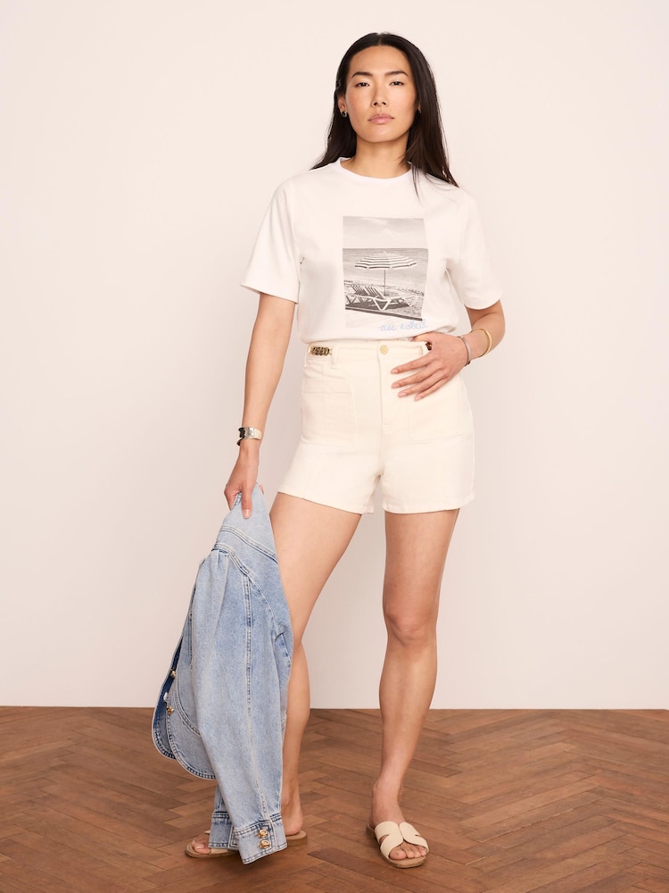 Off-White - Mint Velvet Printed Cotton T-Shirt - Obraz 2 z 7