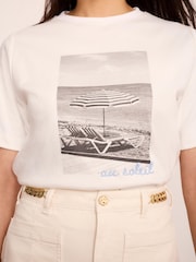 Off-White - Mint Velvet Printed Cotton T-Shirt - Obraz 3 z 7
