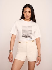 Off-White - Mint Velvet Printed Cotton T-Shirt - Obraz 4 z 7