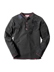 Joe Browns Tiger Embroidered Henley T-Shirt - תמונה 7 מתוך 8