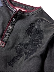 Joe Browns Tiger Embroidered Henley T-Shirt - תמונה 8 מתוך 8