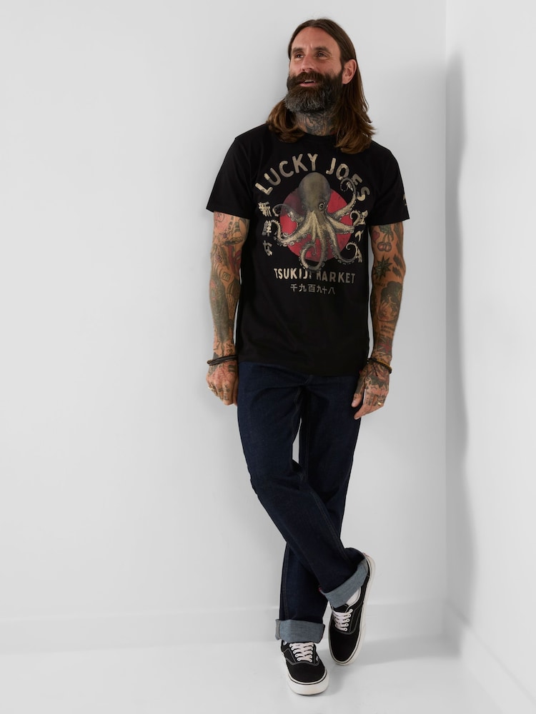 Joe Browns Black Lucky Joes Octopus T-Shirt - Image 2 of 5