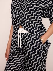 Mint Velvet Blue Abstract Print Wide Trousers - Image 5 of 7