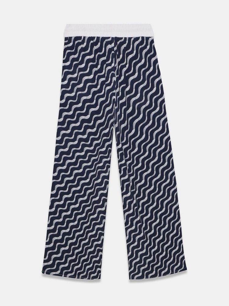 Mint Velvet Blue Abstract Print Wide Trousers - Image 7 of 7