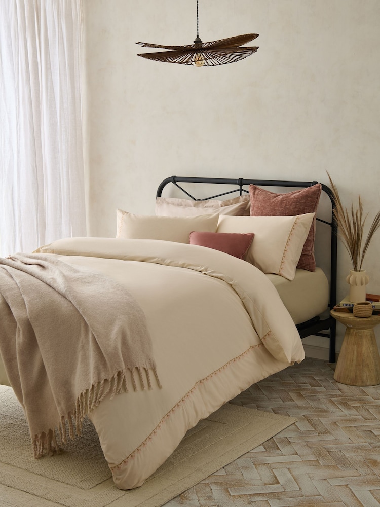 Natural Floral Border 100% Cotton Duvet Cover Set - Image 1 of 5