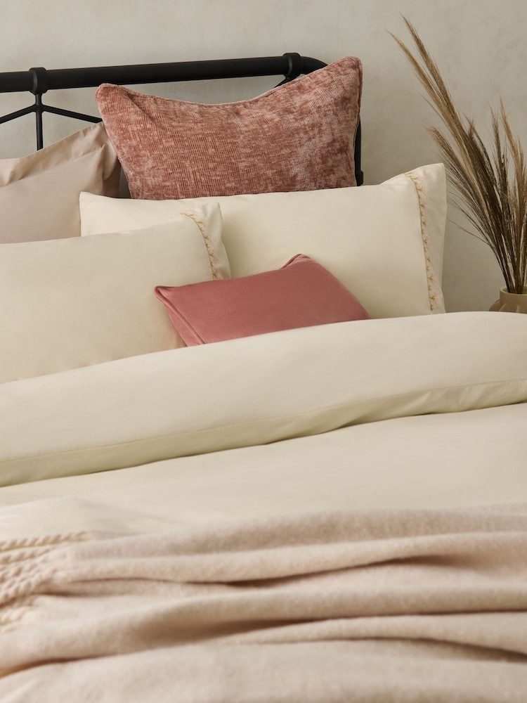 Natural Floral Border 100% Cotton Duvet Cover Set - Image 2 of 5