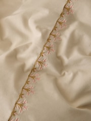 Natural Floral Border 100% Cotton Duvet Cover Set - Image 3 of 5
