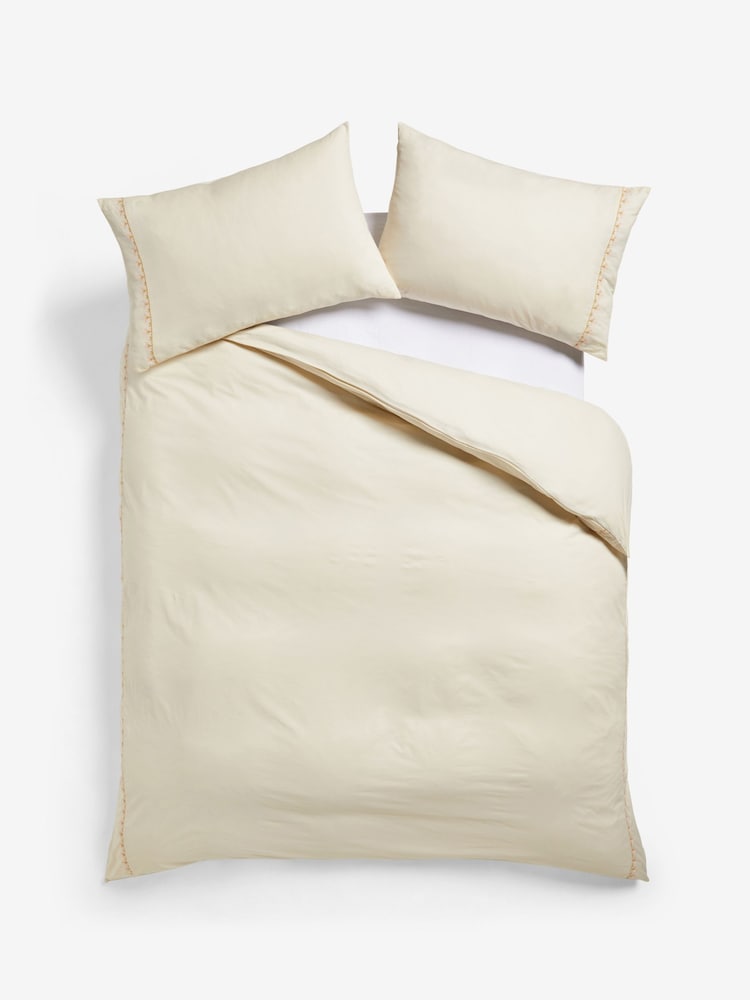 Natural Floral Border 100% Cotton Duvet Cover Set - Image 5 of 5