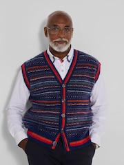 Joe Browns Blue Fabulous Fairisle Knitted Waistcoat - Image 3 of 8