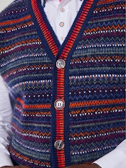 Joe Browns Blue Fabulous Fairisle Knitted Waistcoat - Image 5 of 8