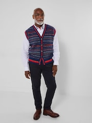 Joe Browns Blue Fabulous Fairisle Knitted Waistcoat - Image 6 of 8