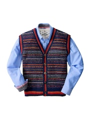 Joe Browns Blue Fabulous Fairisle Knitted Waistcoat - Image 7 of 8