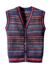 Joe Browns Blue Fabulous Fairisle Knitted Waistcoat - Image 8 of 8