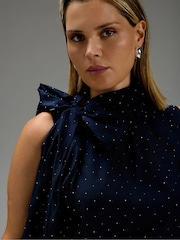 Live Unlimited Blue Hotfix Neck Tie Sleeveless Blouse - Image 5 of 5