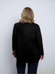 Live Unlimited Black Cotton Slub V-Neck Longline Top - Image 2 of 5