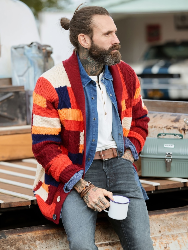 Joe Browns Orange Perfect Patchwork Cardigan - Image 1 of 8 Joe Browns Orange Perfect Patchwork Cardigan - Image 1 of 8