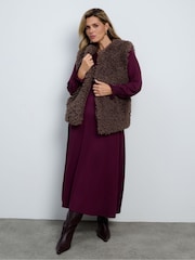 Live Unlimited Brown Mink Faux-Fur Shearling Gilet - Image 2 of 5
