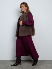 Live Unlimited Brown Mink Faux-Fur Shearling Gilet - Image 5 of 5