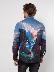 Joe Browns Blue Lavish Landscape Print Shirt - Image 3 of 5