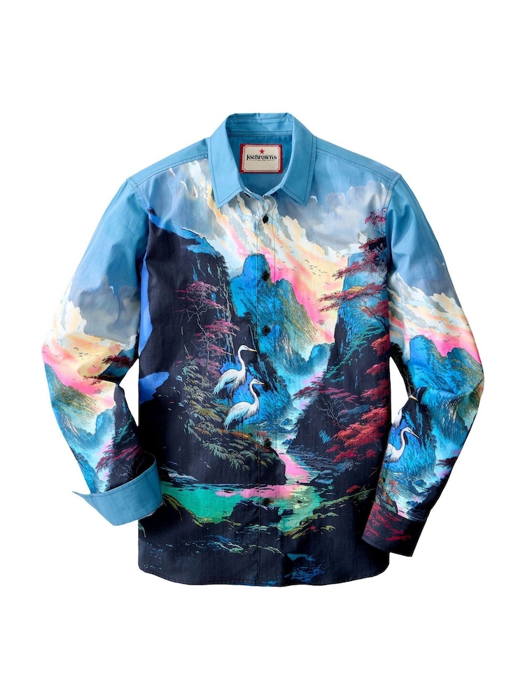 Joe Browns Blue Lavish Landscape Print Shirt - Image 5 of 5 Joe Browns Blue Lavish Landscape Print Shirt - Image 5 of 5