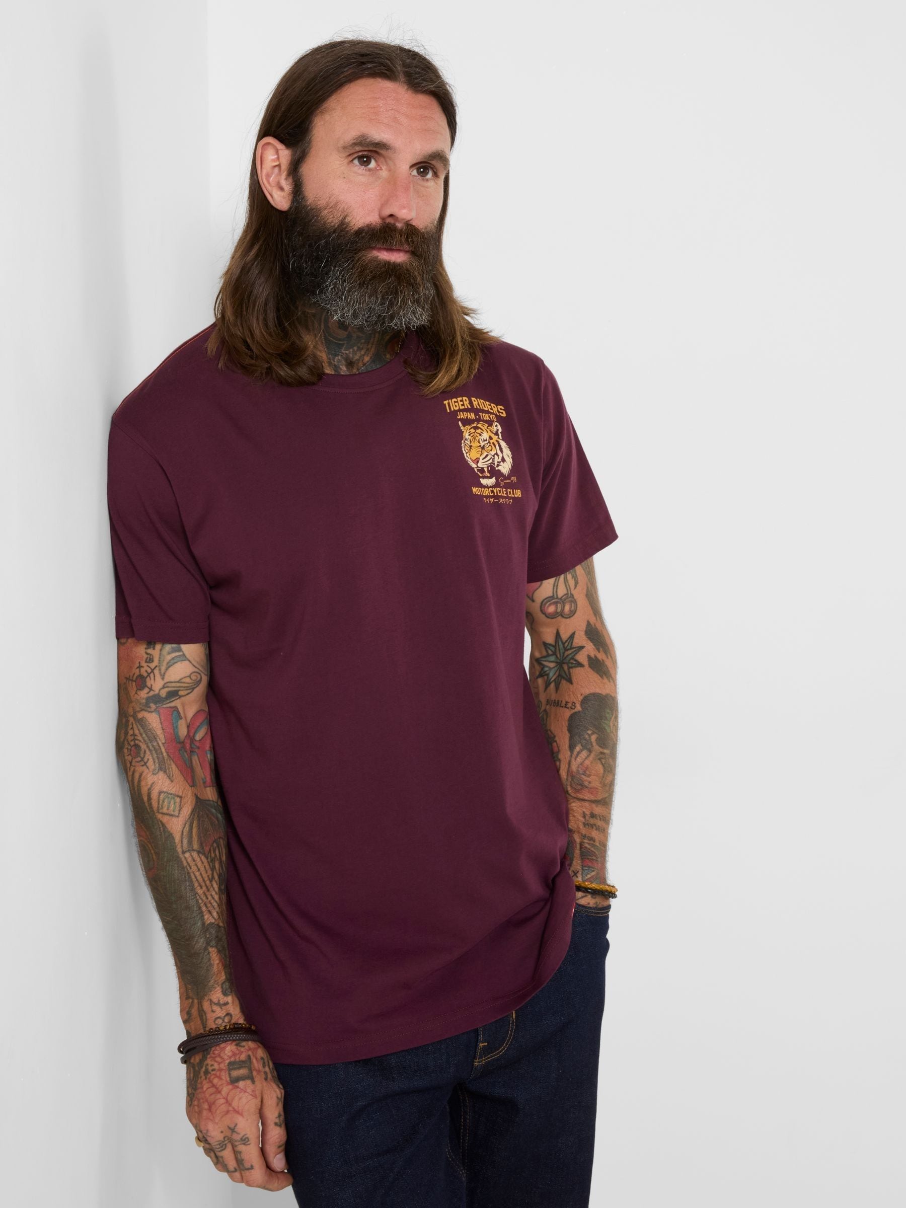 Joe Browns Men's Purple Tiger Riders Back Print T-Shirt - Image 1