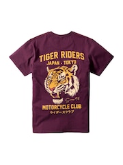 Joe Browns Purple Tiger Riders Back Print T-Shirt - Image 5 of 5