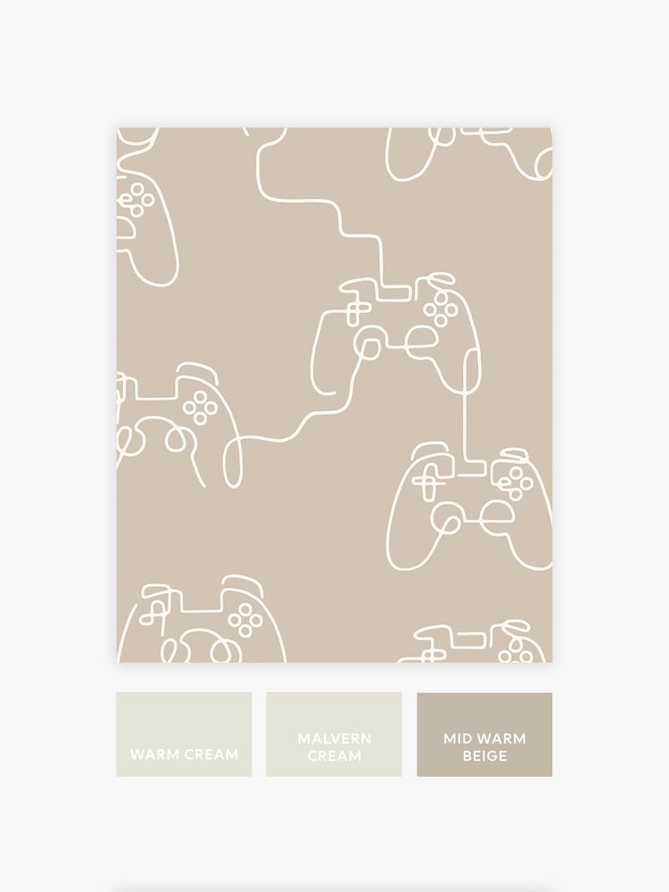 Cream Gamer Doodle 10M Wallpaper - Image 4 of 4