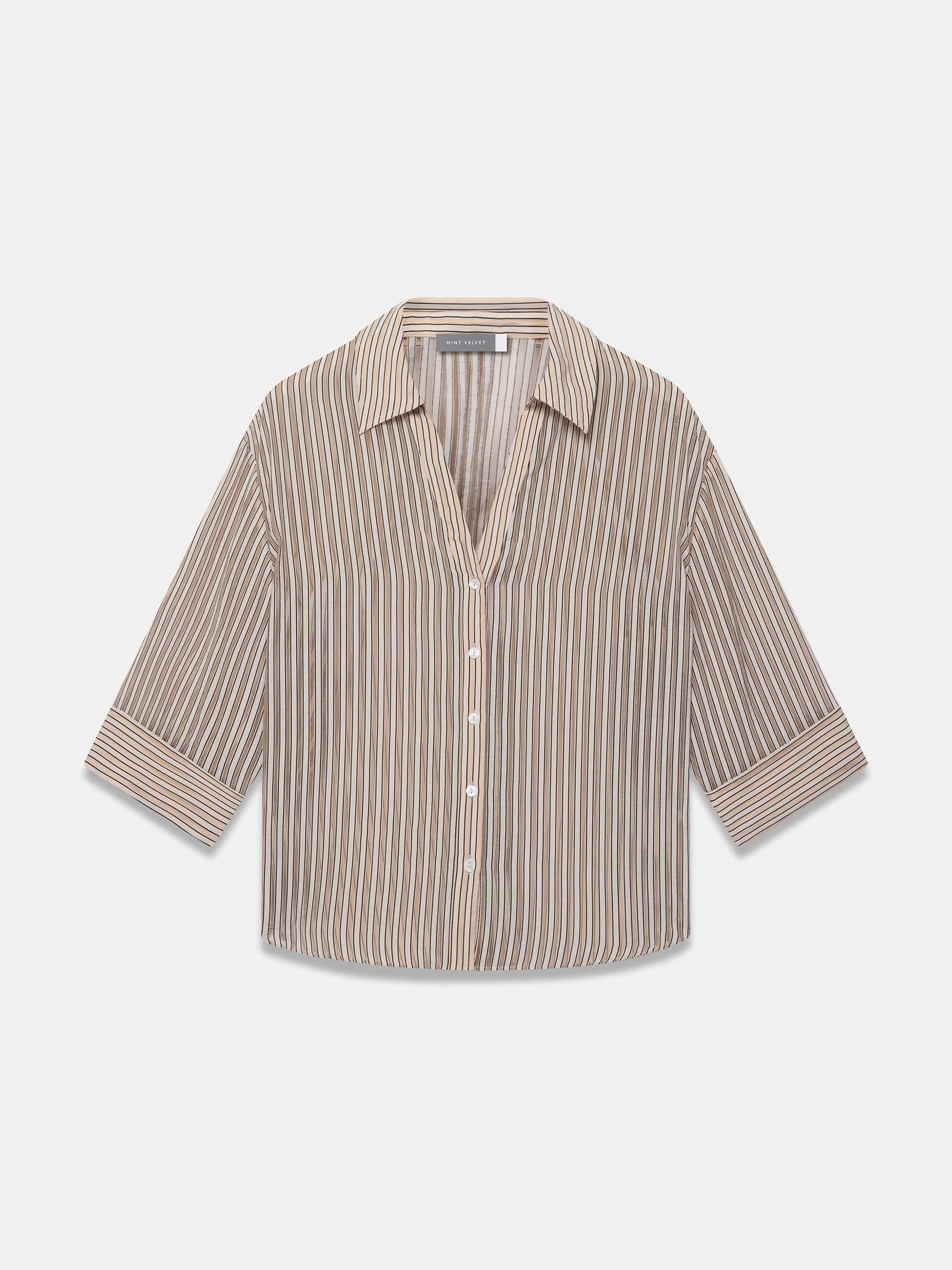 Buy Mint Velvet Natural Striped Sheer Shirt from the Next UK