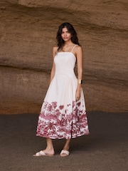 Mint Velvet Red Palm Print Midi Dress - Image 6 of 8