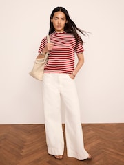 Mint Velvet Baumwoll-T-Shirt mit gestreiftem Muschelsaum - Bild 4 von 7