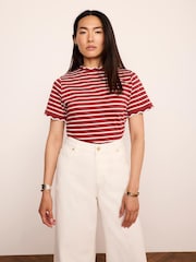 Mint Velvet Baumwoll-T-Shirt mit gestreiftem Muschelsaum - Bild 5 von 7