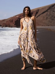 Mint Velvet Green Floral Print Scarf Detail Maxi Dress - Image 1 of 8