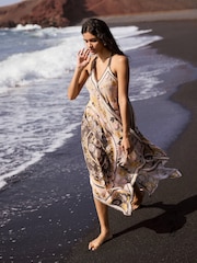 Mint Velvet Green Floral Print Scarf Detail Maxi Dress - Image 2 of 8