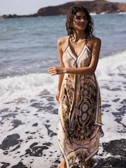 Mint Velvet Green Floral Print Scarf Detail Maxi Dress - Image 3 of 8