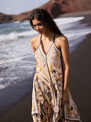 Mint Velvet Green Floral Print Scarf Detail Maxi Dress - Image 6 of 8