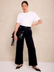 Mint Velvet Blue Wide Crop Jeans - Image 1 of 7