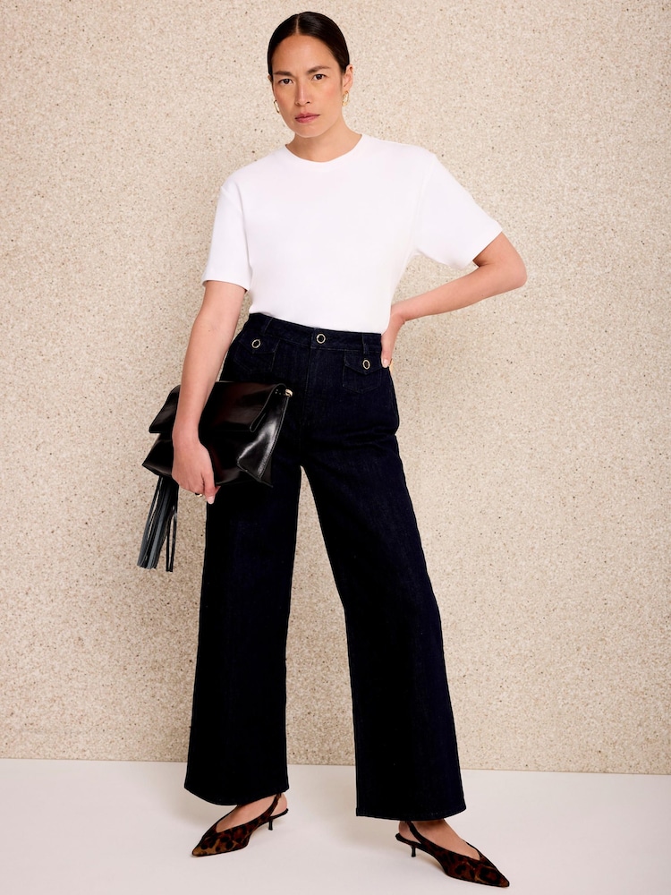 Mint Velvet Blue Wide Crop Jeans - Image 1 of 7 Mint Velvet Blue Wide Crop Jeans - Image 1 of 7