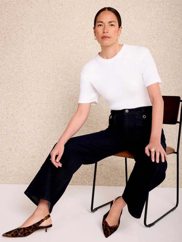 Mint Velvet Blue Wide Crop Jeans - Image 2 of 7 Mint Velvet Blue Wide Crop Jeans - Image 2 of 7