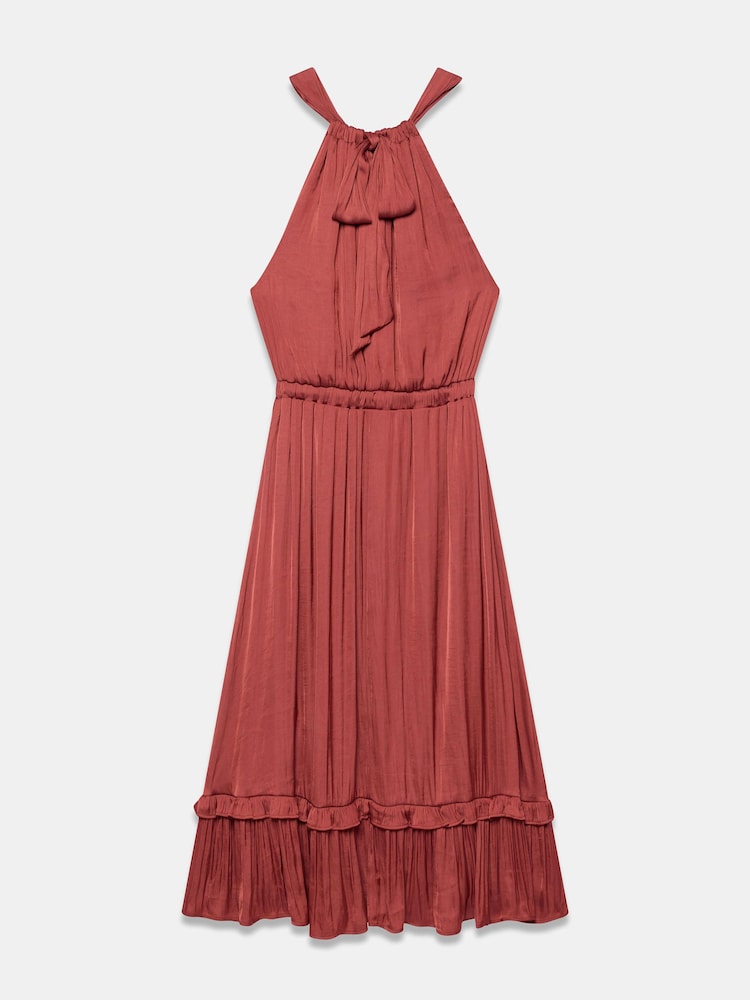 Mint Velvet Brown Satin Halter Maxi Dress - Image 7 of 7