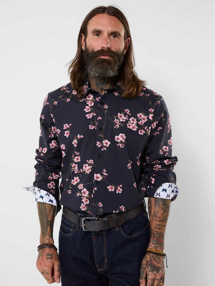 Joe Browns Black Oriental Bloom Print Shirt - Image 1 of 5