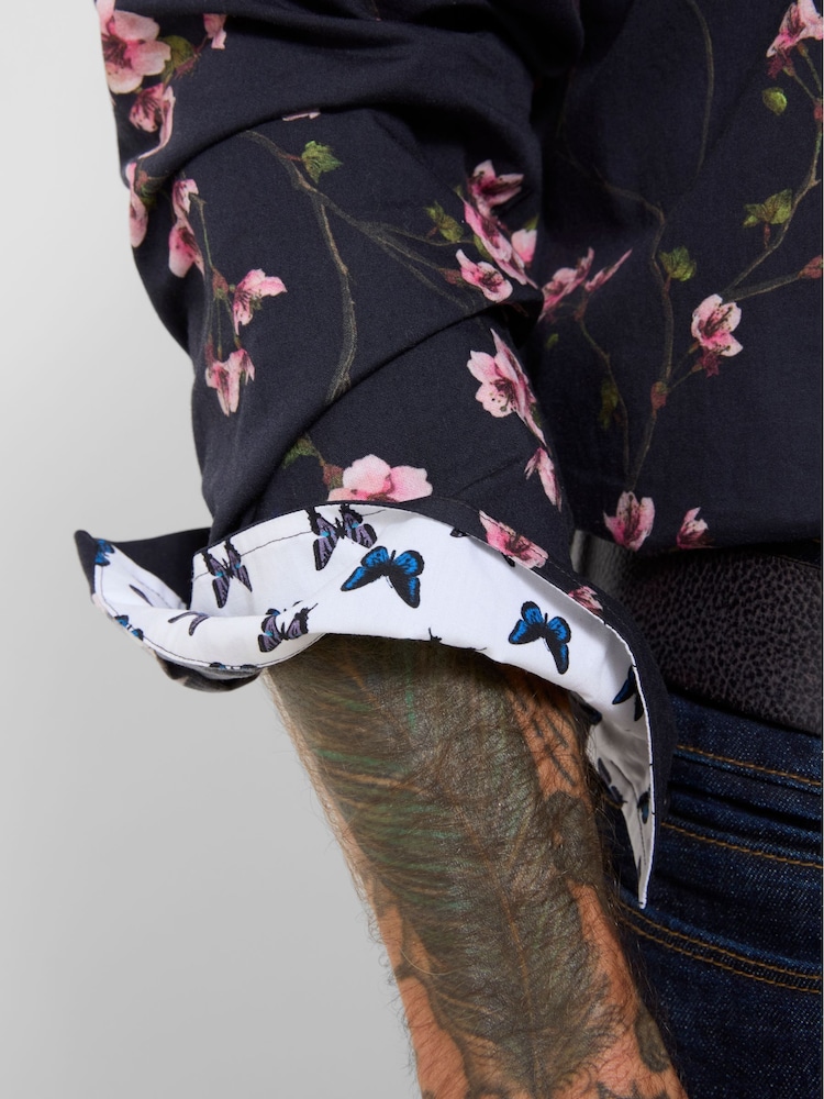 Joe Browns Black Oriental Bloom Print Shirt - Image 2 of 5