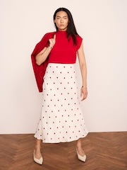 Mint Velvet Red Satin Maxi Slip Skirt - Image 3 of 7