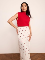 Mint Velvet Red Satin Maxi Slip Skirt - Image 4 of 7